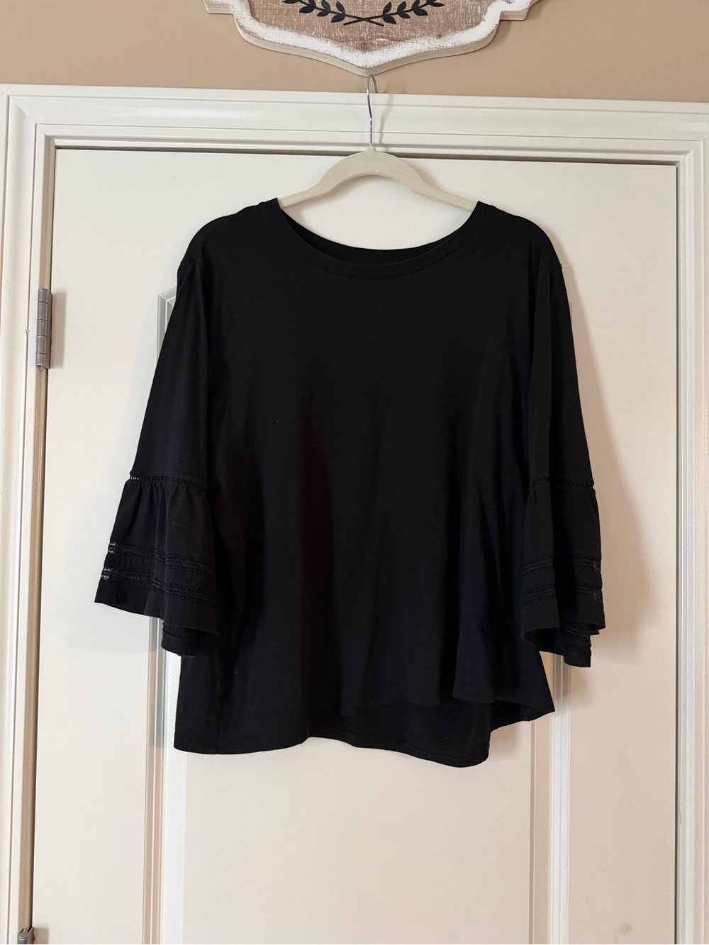 Lauren Ralph Lauren Black Bell Sleeve Long Sleeve Top